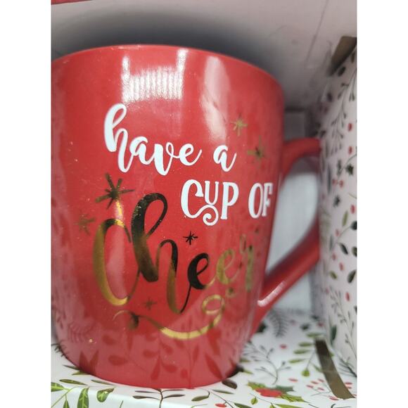 Belle Maison Seamless Wine Glass & Coffee Mug Set Christmas Gift Set Cheer Merry - Picture 4 of 4